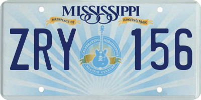 MS license plate ZRY156