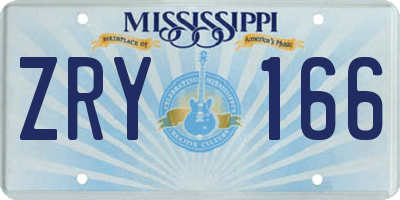 MS license plate ZRY166