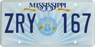 MS license plate ZRY167