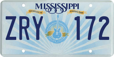 MS license plate ZRY172