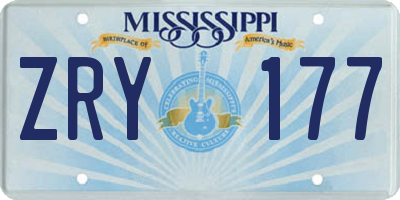 MS license plate ZRY177