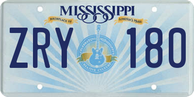 MS license plate ZRY180