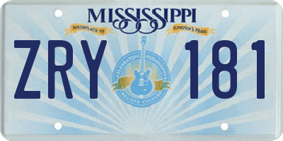 MS license plate ZRY181