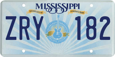MS license plate ZRY182
