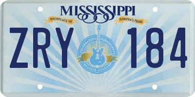 MS license plate ZRY184