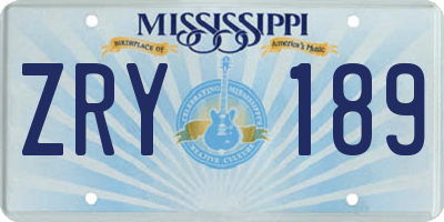 MS license plate ZRY189