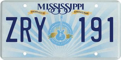 MS license plate ZRY191