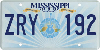 MS license plate ZRY192