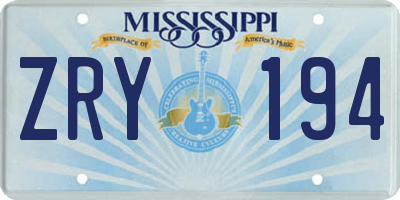 MS license plate ZRY194