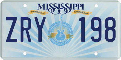 MS license plate ZRY198