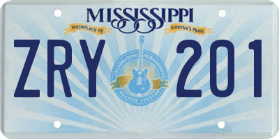 MS license plate ZRY201