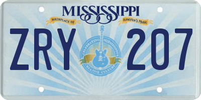 MS license plate ZRY207