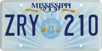 MS license plate ZRY210