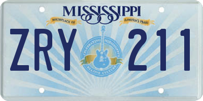 MS license plate ZRY211