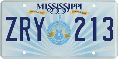 MS license plate ZRY213
