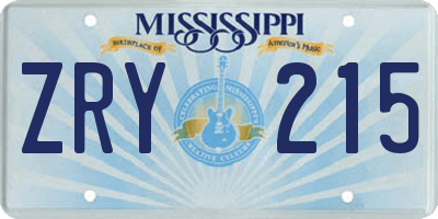 MS license plate ZRY215