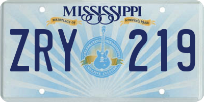 MS license plate ZRY219