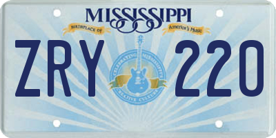 MS license plate ZRY220