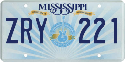 MS license plate ZRY221