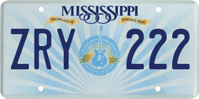 MS license plate ZRY222