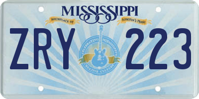 MS license plate ZRY223