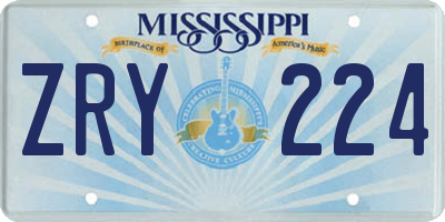 MS license plate ZRY224