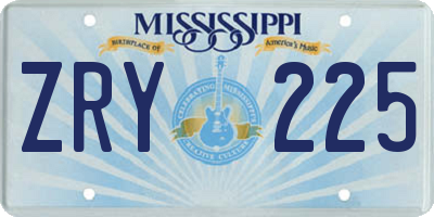MS license plate ZRY225