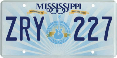 MS license plate ZRY227