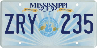 MS license plate ZRY235