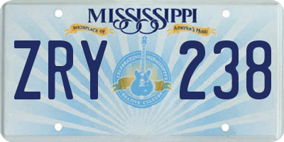 MS license plate ZRY238