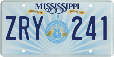 MS license plate ZRY241
