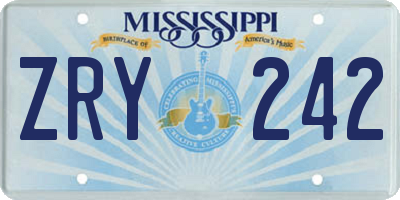 MS license plate ZRY242