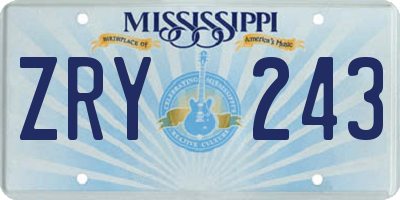 MS license plate ZRY243