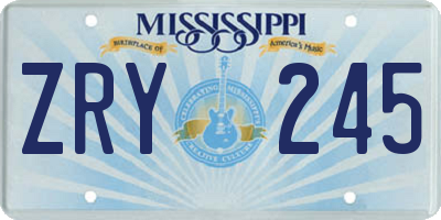 MS license plate ZRY245