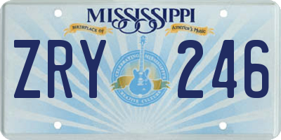MS license plate ZRY246