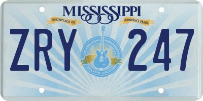 MS license plate ZRY247