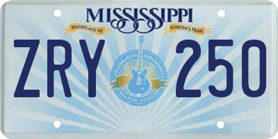MS license plate ZRY250
