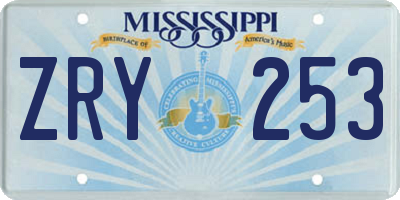 MS license plate ZRY253