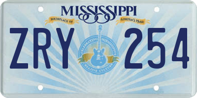 MS license plate ZRY254