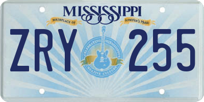 MS license plate ZRY255
