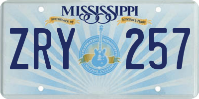 MS license plate ZRY257