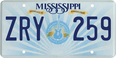 MS license plate ZRY259