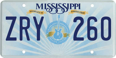 MS license plate ZRY260