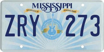 MS license plate ZRY273
