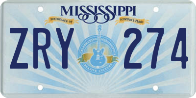 MS license plate ZRY274