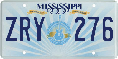 MS license plate ZRY276