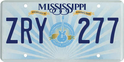 MS license plate ZRY277