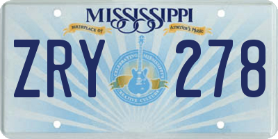 MS license plate ZRY278