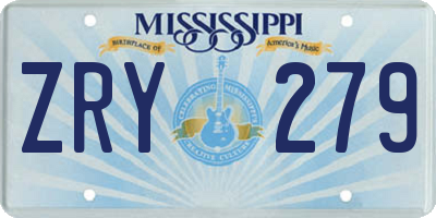 MS license plate ZRY279