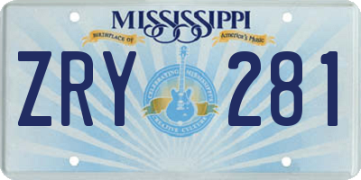 MS license plate ZRY281